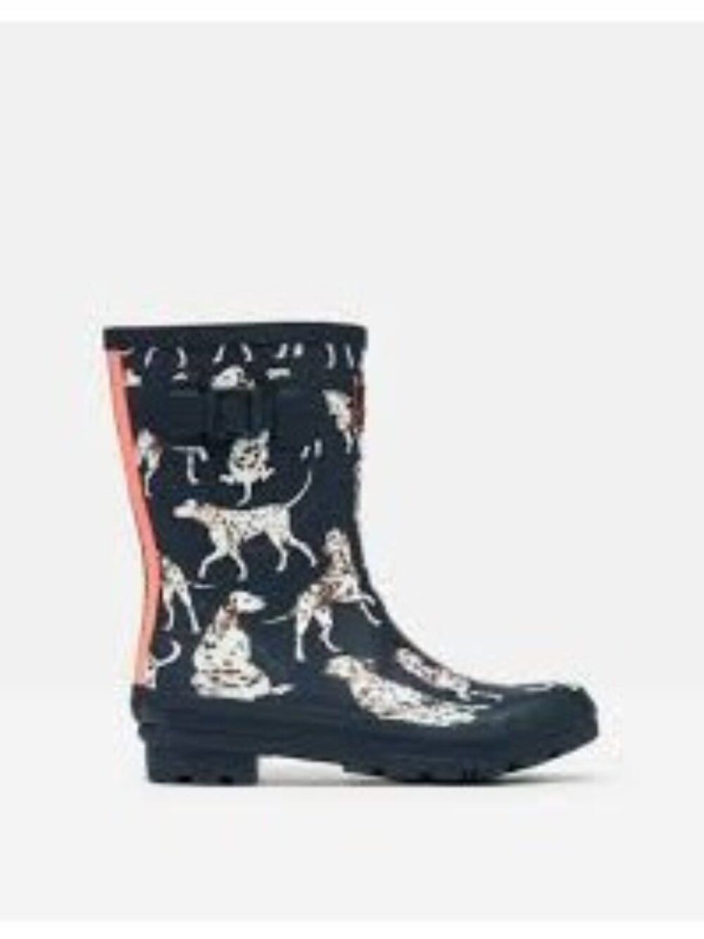 Joules Molly Wellies Mid Height Navy Dalmatian Welly Rain Boots, Size 9